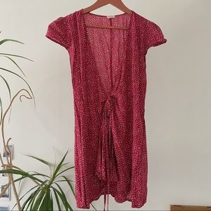 brandy melville robbie red floral wrap dress
